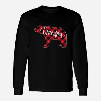 Red Buffalo Plaid Grandma Bear Matching Long Sleeve T-Shirt - Seseable