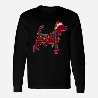 Red Plaid Buffalo Beagle Dog Christmas Xmas Long Sleeve T-Shirt - Seseable