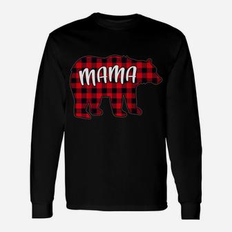 Red Plaid Mama Bear Matching Buffalo Christmas Long Sleeve T-Shirt - Seseable