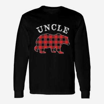 Red Plaid Uncle Bear Matching Pajama Long Sleeve T-Shirt - Seseable