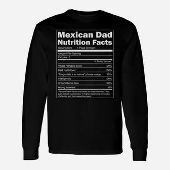 Regalo Para Papa Nutrition Facts Mexican Dad Shirt Long Sleeve T-Shirt - Seseable