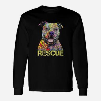 Rescue Dog Colorfull Pitbull Dog Adopt Dont Shop Long Sleeve T-Shirt - Seseable