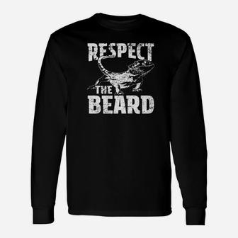 Respect The Beard Bearded Dragon Dad Mom Tee Long Sleeve T-Shirt - Seseable