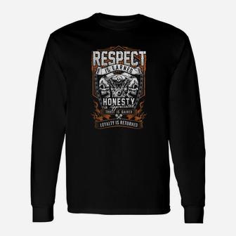 Respect Is Earned Skull Engine Hot Long Sleeve T-Shirt - Seseable