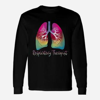 Respiratory Therapist Colorful Lungs Long Sleeve T-Shirt - Seseable