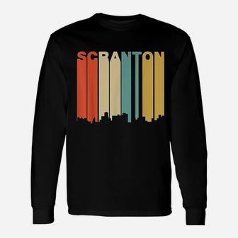 Retro 1970s Style Scranton Pennsylvania Skyline Long Sleeve T-Shirt - Seseable