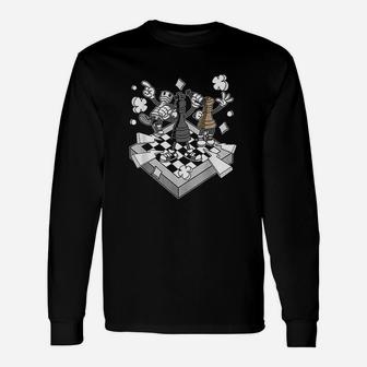 Retro Chess Battle Figures Chessman Checkmate Chess Player Long Sleeve T-Shirt - Seseable