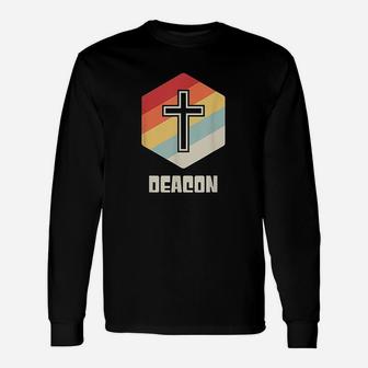 Retro Cross Vintage Christian Church Deacon Long Sleeve T-Shirt - Seseable