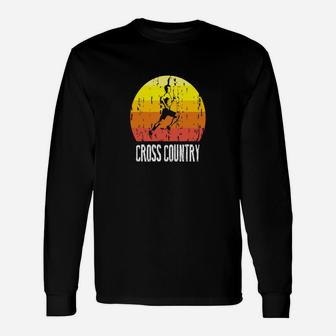 Retro Distressed Cross Country Running T-shirt For Runners Long Sleeve T-Shirt - Seseable