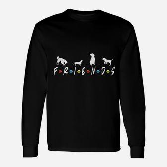 Retro Dog Friends Paw Dog Lover Paw Long Sleeve T-Shirt - Seseable