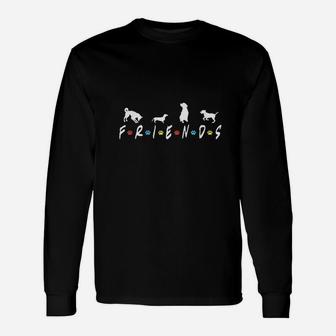 Retro Dog Friends Paw Print Dog Lover Paw Long Sleeve T-Shirt - Seseable