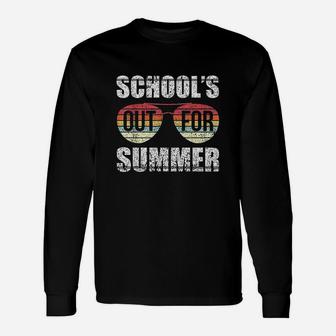 Retro Last Day Of School Schools Out For Summer Teacher Long Sleeve T-Shirt - Seseable