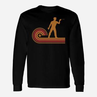 Retro Style Darts Player Silhouette Darts Long Sleeve T-Shirt - Seseable