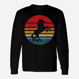 Retro Style Unicorn Silhouette Vintage Long Sleeve T-Shirt - Seseable