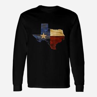 Retro Texas Flag Map Vintage Texas Long Sleeve T-Shirt - Seseable