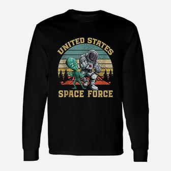 Retro Us Space Force Graphic Vintage Sunset Long Sleeve T-Shirt - Seseable
