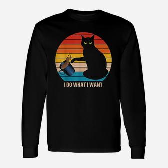 Retro Vintage Cat Do What I Want Cat Lover Cat Long Sleeve T-Shirt - Seseable