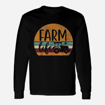 Retro Vintage Farm Life Farming Tractor Farmer Long Sleeve T-Shirt - Seseable
