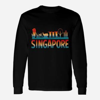 Retro Vintage Singapore Asia Skyline City Souvenir Long Sleeve T-Shirt | Seseable UK