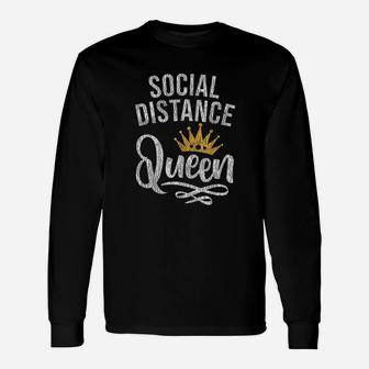 Retro Vintage Social Distance Queen Stay At Home Long Sleeve T-Shirt - Seseable