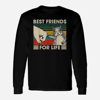 Retro Vintage Squirrel Best Friend For Life Fist Bump Long Sleeve T-Shirt - Seseable