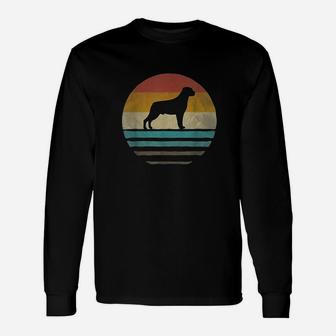 Retro Vintage Sunset Rottweiler Dog Breed Silhouette Long Sleeve T-Shirt - Seseable