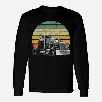 Retro Vintage Trucker Big Rig Semi-trailer Truck Driver Long Sleeve T-Shirt - Seseable