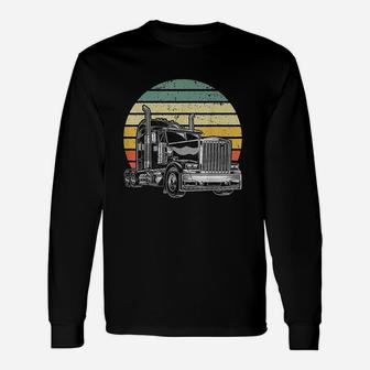 Retro Vintage Trucker Big Rig Semi Trailer Truck Driver Long Sleeve T-Shirt - Seseable