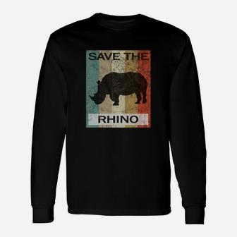 Rhinozeros Nashorn Rhino Vintage Style Retro Grunge Tiere Langarmshirts - Seseable