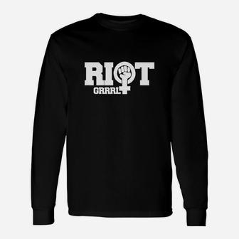 Riot Grrrl Shirt With Feminist Symbol Long Sleeve T-Shirt - Seseable