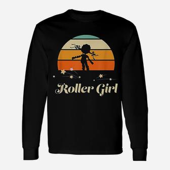 Roller Girl Vintage Rollerblades Roller Skating Long Sleeve T-Shirt - Seseable
