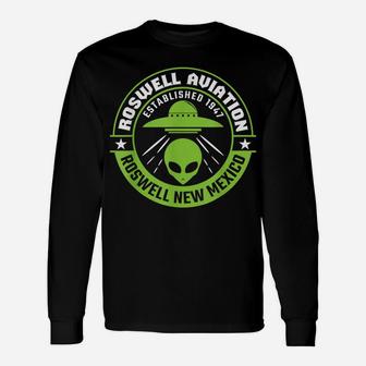 Roswell Alien Shirt Aviation Ufo Long Sleeve T-Shirt - Seseable