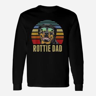 Rottie Dad Rottweiler Dog Vintage Retro Sunset Beach Vibe Long Sleeve T-Shirt - Seseable