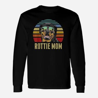 Rottie Mom Rottweiler Dog Vintage Retro Sunset Beach Vibe Long Sleeve T-Shirt - Seseable