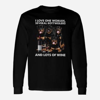 Rottweiler I Love One Woman Several Dogs Long Sleeve T-Shirt - Seseable