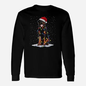 Rottweiler Santa Tree Lights Xmas Long Sleeve T-Shirt - Seseable
