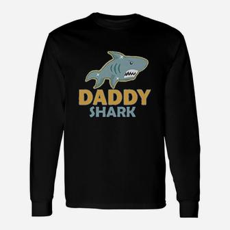 Royal Blue Daddy Shark, dad birthday gifts Long Sleeve T-Shirt - Seseable