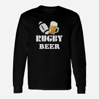 Rugby Beer Langarmshirts, Sportliches Langarmshirts mit Ball & Bier Motiv - Seseable