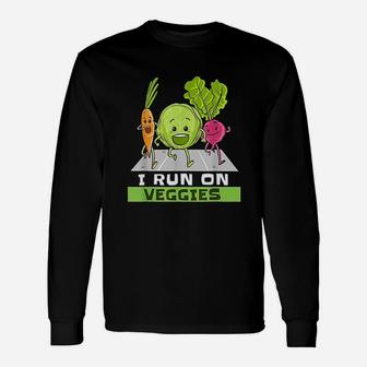 I Run On Veggies Vegan Vegetarian Runner Vegan Long Sleeve T-Shirt - Seseable