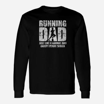 Running Dad Marathon Race Sport Daddy Distressed Shirt Long Sleeve T-Shirt - Seseable
