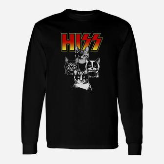 Hiss Cats Metal Cats Long Sleeve T-Shirt - Seseable