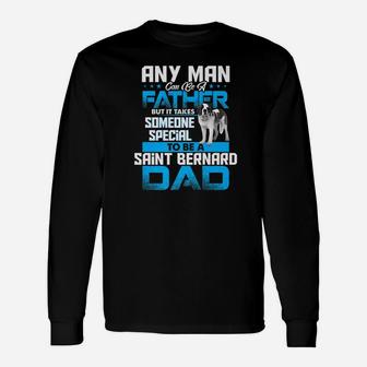 Saint Bernard Dad Dog Lovers Fathers Day Gif Long Sleeve T-Shirt - Seseable
