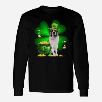 Saint Bernard Shamrock St Patricks Day Irish Great Dog Lovers Long Sleeve T-Shirt - Seseable