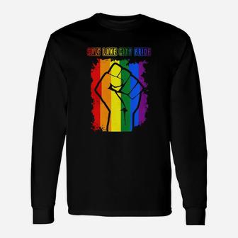 Salt Lake City Pride Lgbt Rainbow Flag Long Sleeve T-Shirt - Seseable