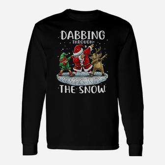 Santa Dabbing Through The Snow Christmas Long Sleeve T-Shirt - Seseable
