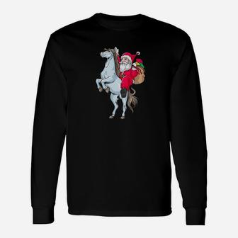 Santa Riding Horse Horse Lover Xmas Long Sleeve T-Shirt | Seseable FR