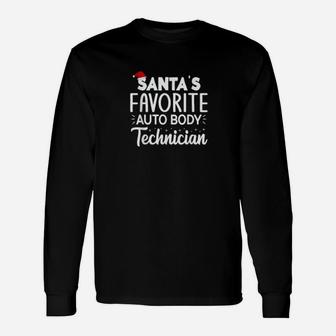 Santa's Favorite Auto Body Technician Christmas Automotive Long Sleeve T-Shirt - Seseable