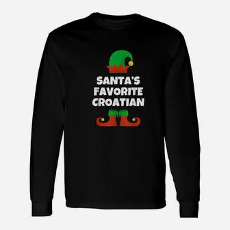 Santas Favorite Croatian Christmas Croatia Long Sleeve T-Shirt - Seseable