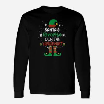 Santas Favorite Dental Hygienist Elf Christmas Light Long Sleeve T-Shirt - Seseable