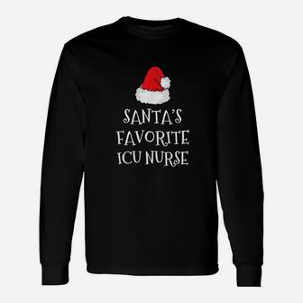Santa's Favorite Icu Nurse Christmas Intensive Care Long Sleeve T-Shirt - Seseable